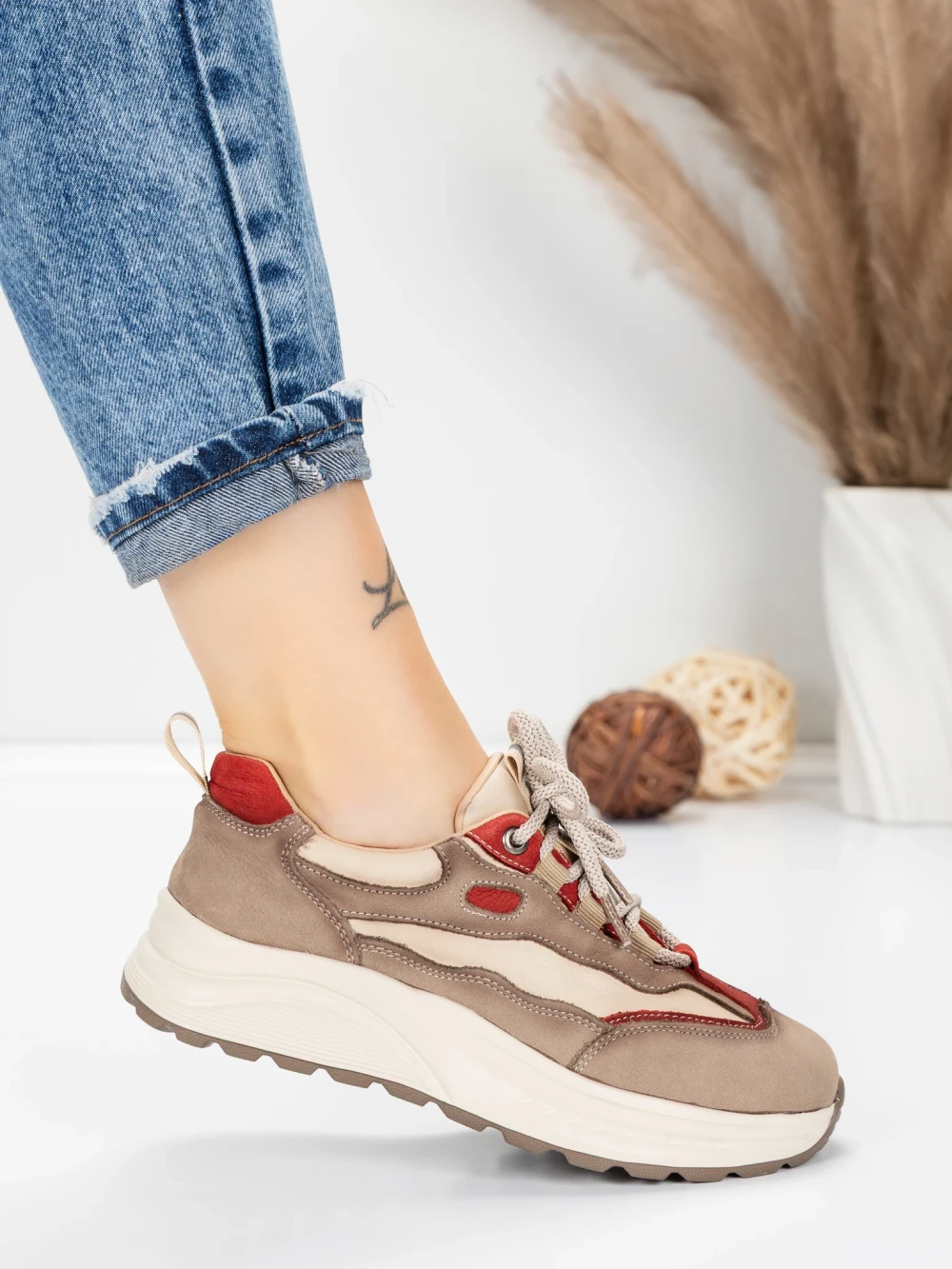 Meimall.ro Pantofi Sport Dama din piele naturala 773 Rosu | Franco Gerardo