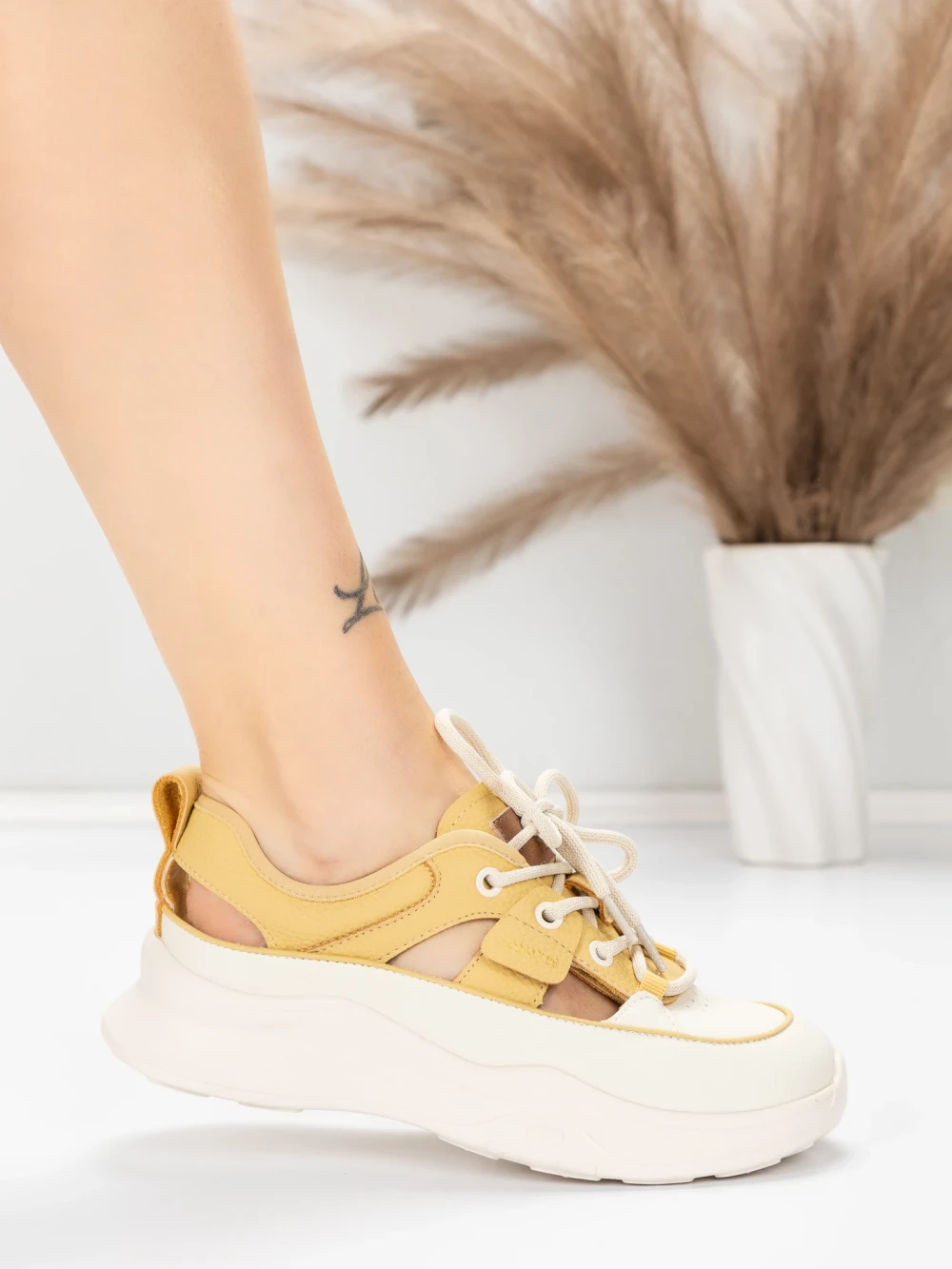 Meimall.ro Pantofi Sport Dama din piele naturala 70136X Galben | Advancer