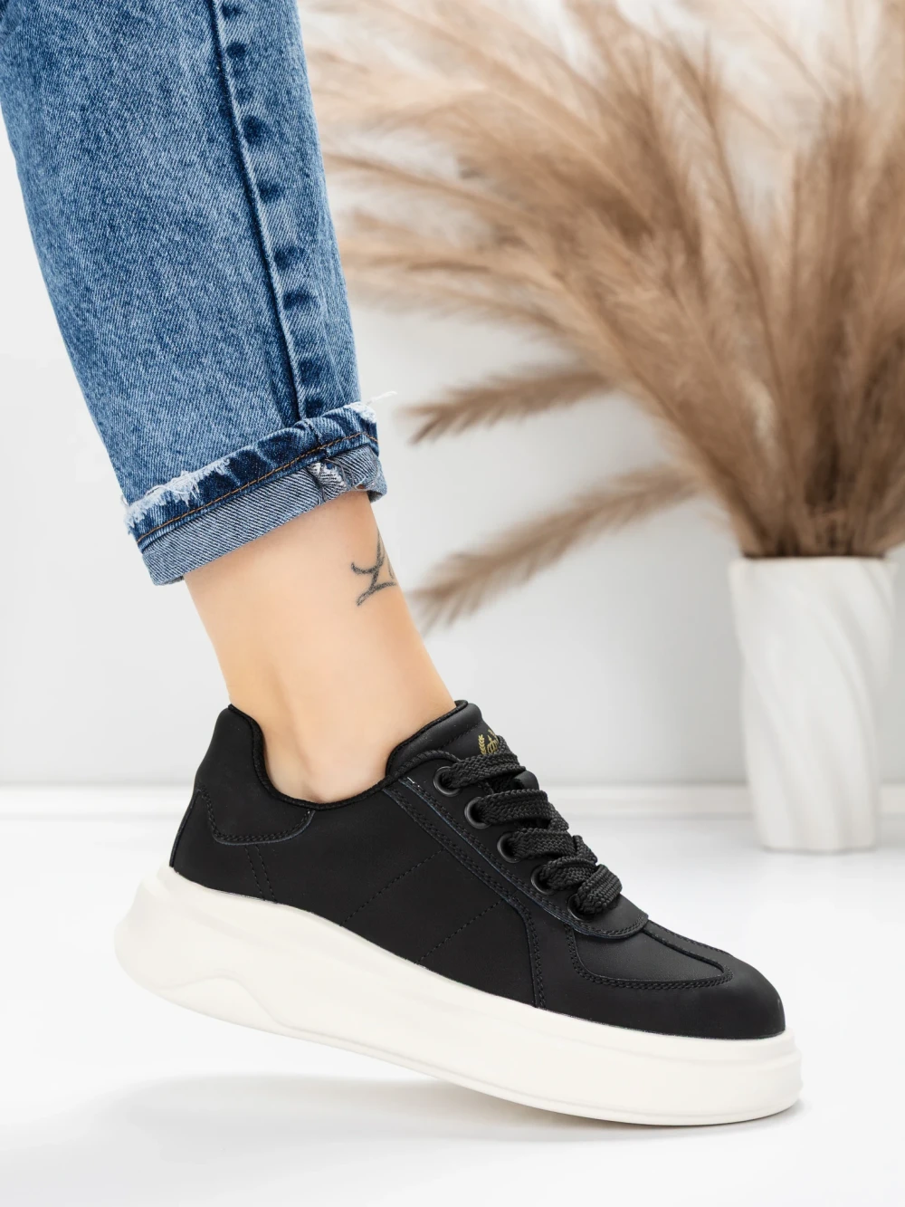 Pantofi Sport Dama din piele naturala FP26309 Negru-Alb | Advancer