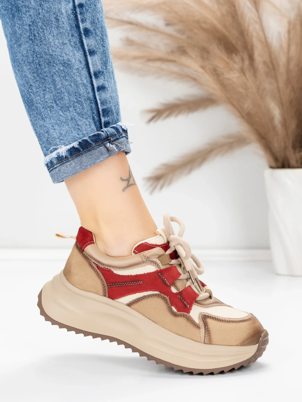 Meimall.ro Pantofi Sport Dama din piele naturala 572105 Rosu | Franco Gerardo