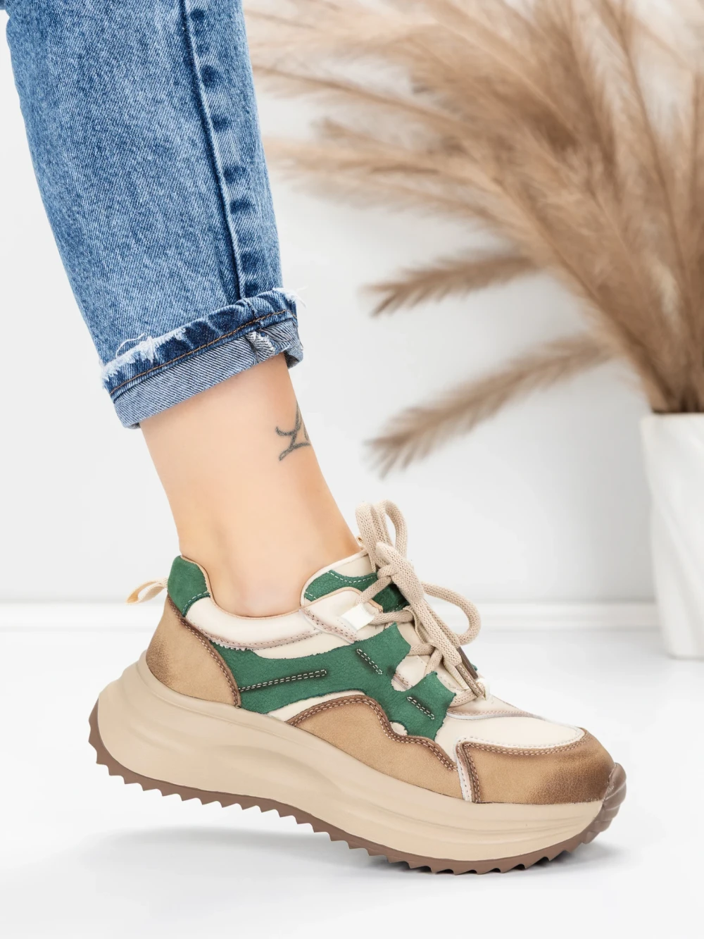 Meimall.ro Pantofi Sport Dama din piele naturala 572105 Verde | Franco Gerardo