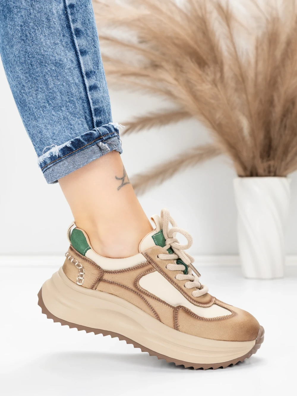 Meimall.ro Pantofi Sport Dama din piele naturala 572103 Verde | Franco Gerardo