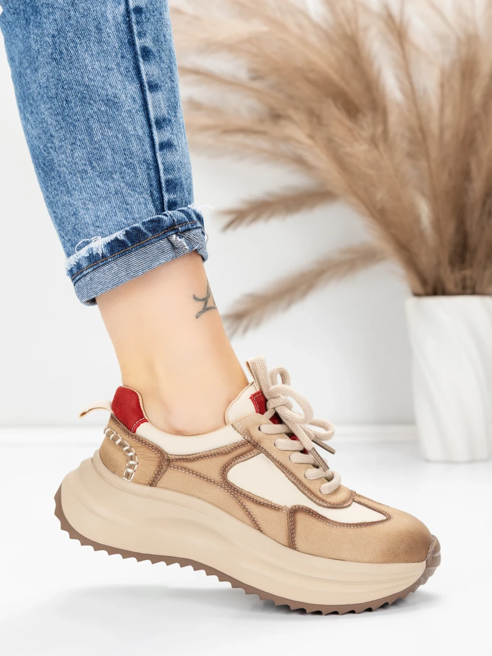 Meimall.ro Pantofi Sport Dama din piele naturala 572103 Rosu | Franco Gerardo