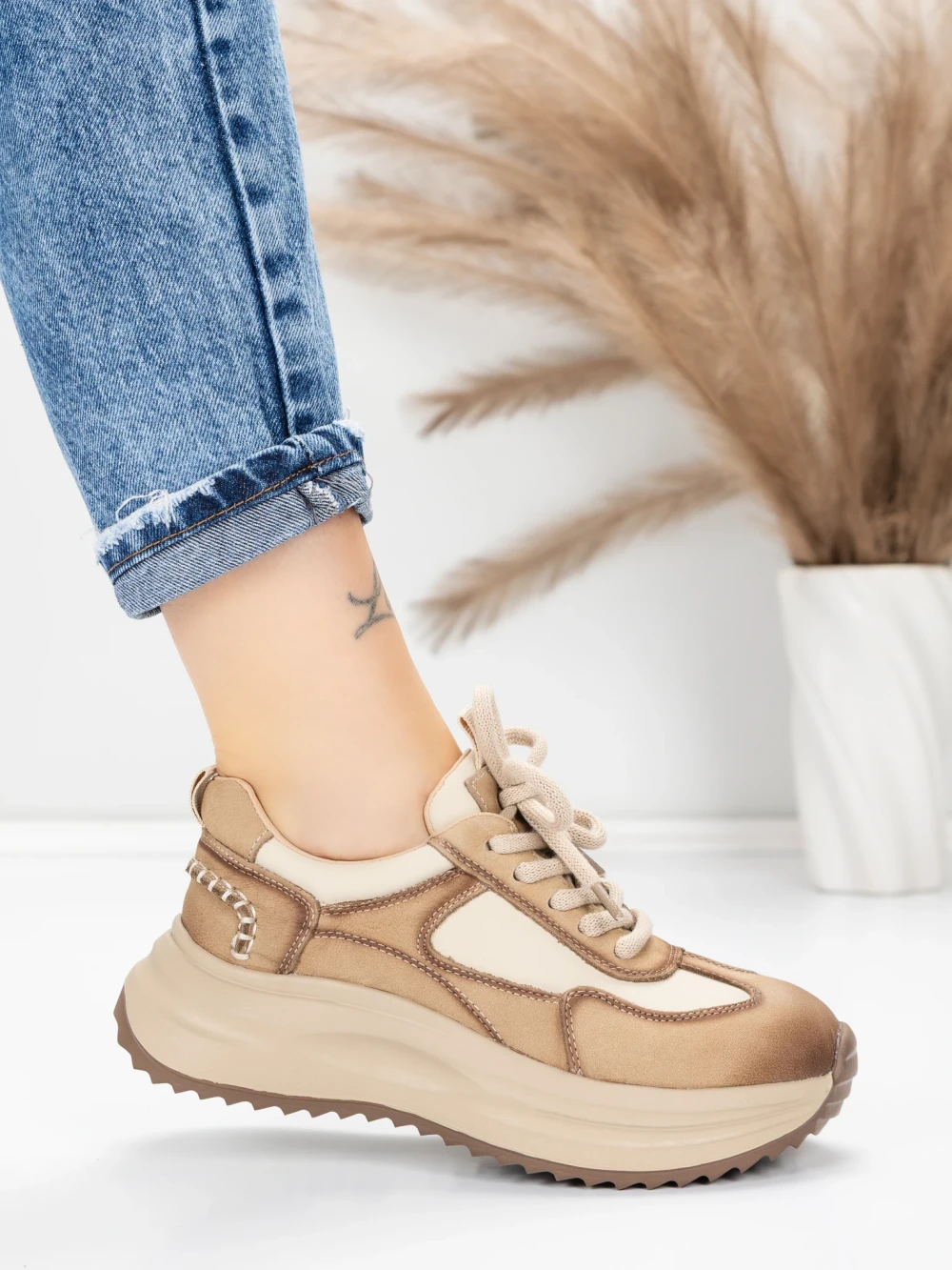 Meimall.ro Pantofi Sport Dama din piele naturala 572103 Piersica | Franco Gerardo