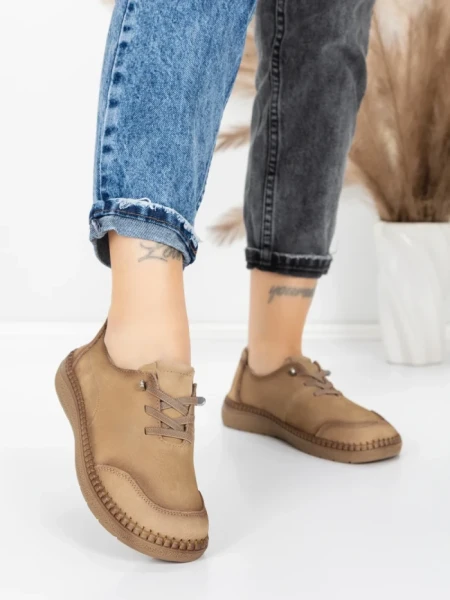 Pantofi Casual Dama din piele naturala 8736 APRICOT | FORMAZIONE