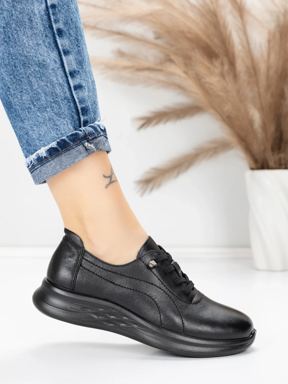 Pantofi Casual Dama din piele naturala 5712567 Negru | Advancer