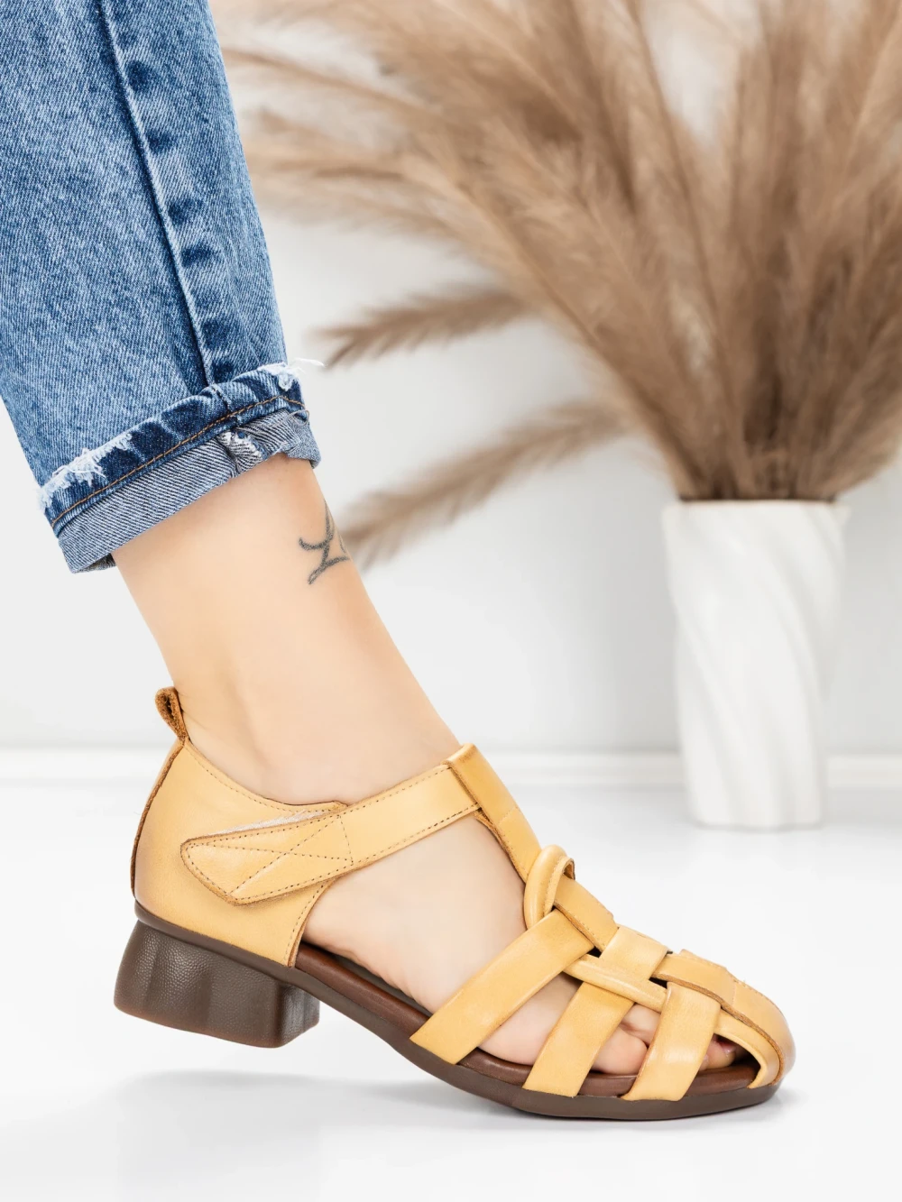 Sandale Dama cu Talpa Joasa 7983 Galben | Advancer