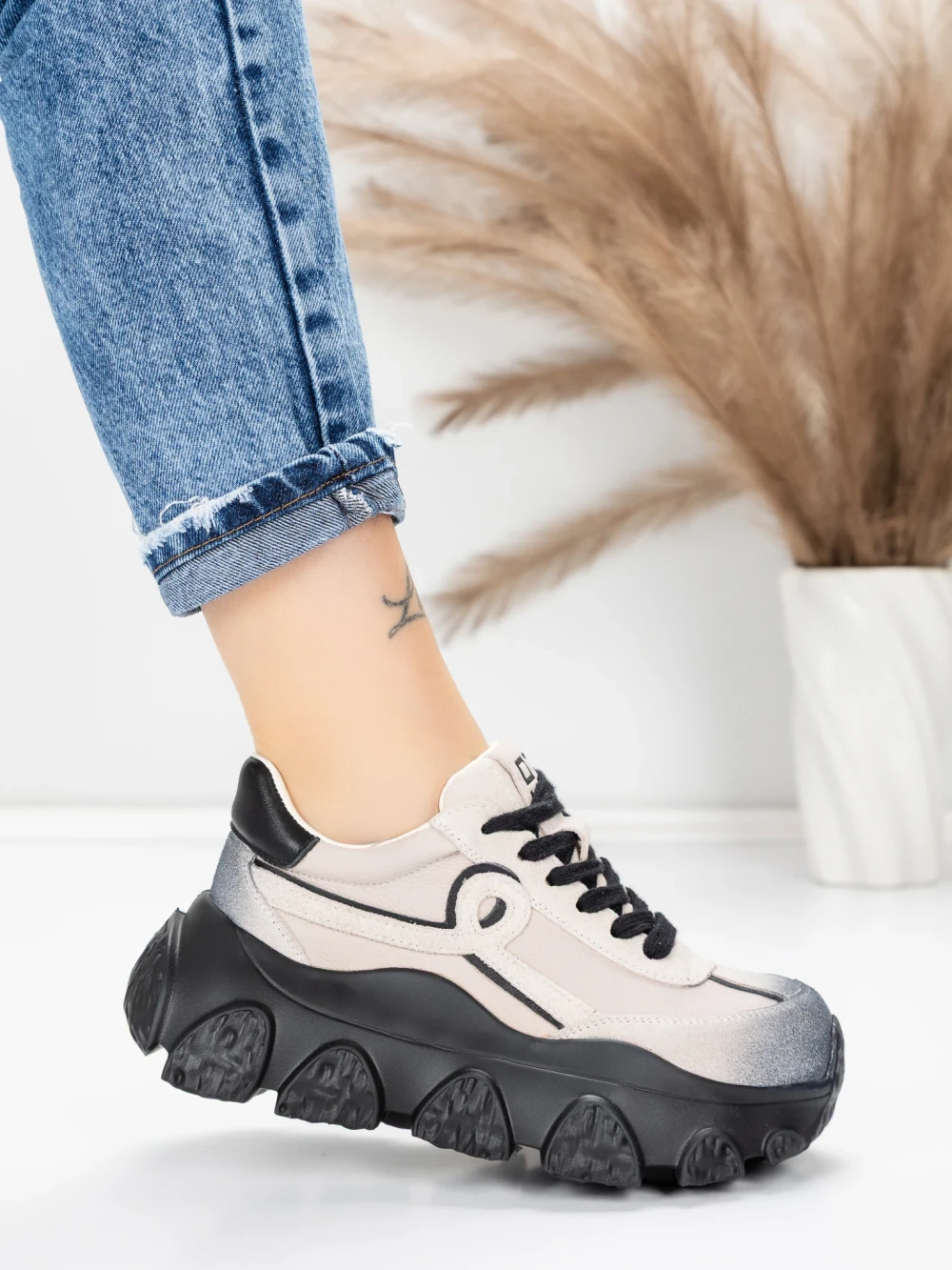 Meimall.ro Pantofi Sport Dama din piele naturala 9802 Gri | Franco Gerardo