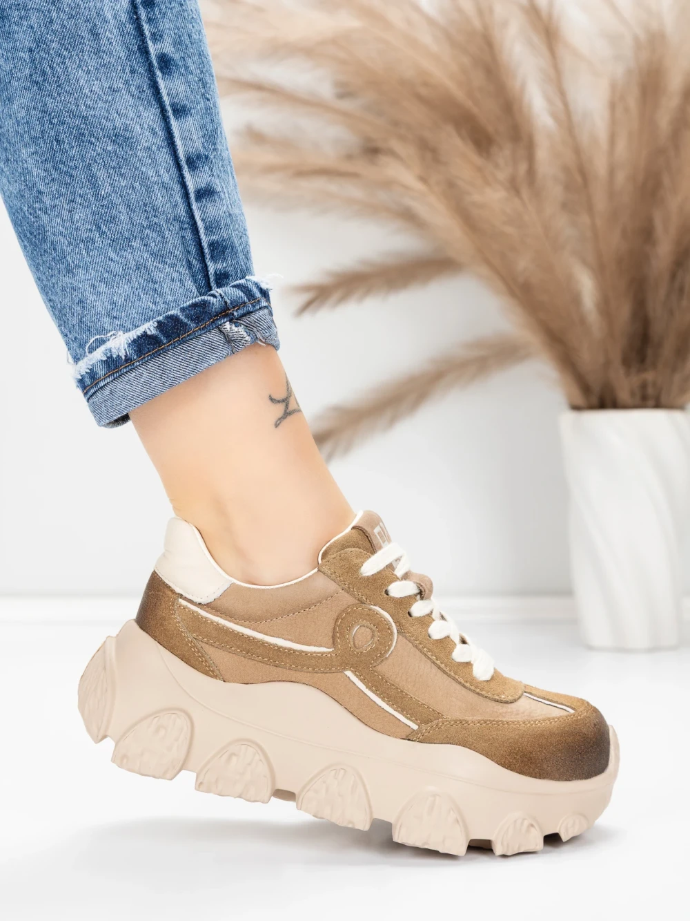 Meimall.ro Pantofi Sport Dama din piele naturala 9802 Piersica | Franco Gerardo