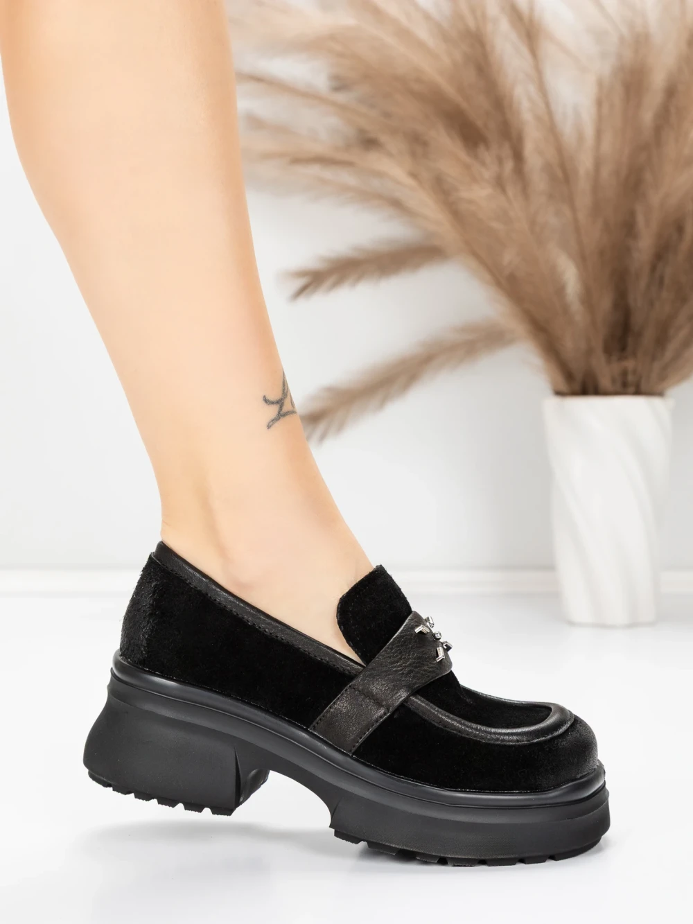 Pantofi Casual Dama din piele naturala 10827 Negru | Formazione