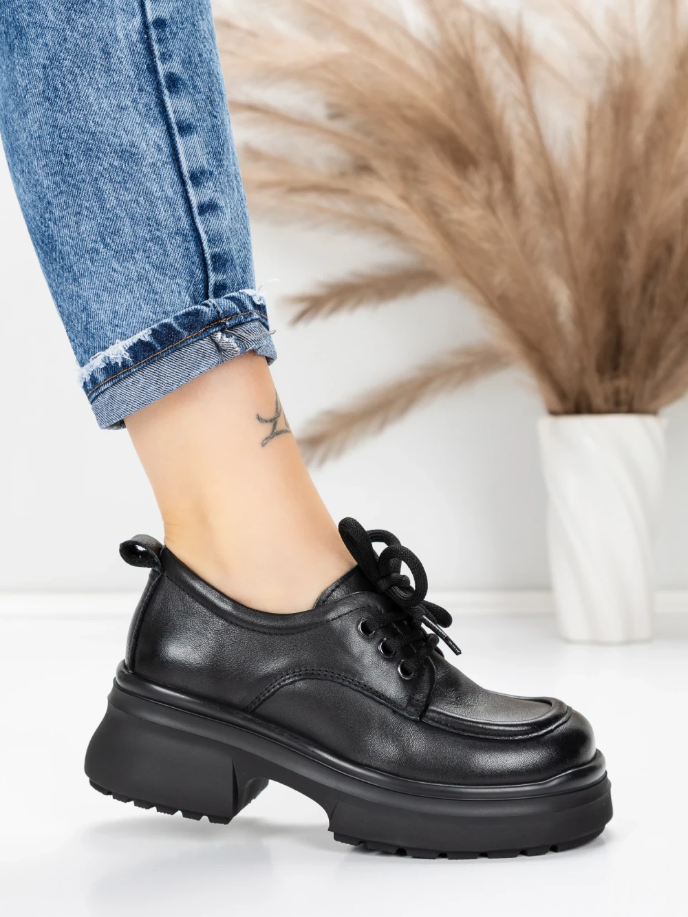 Pantofi Casual Dama din piele naturala 10829 Negru | Formazione