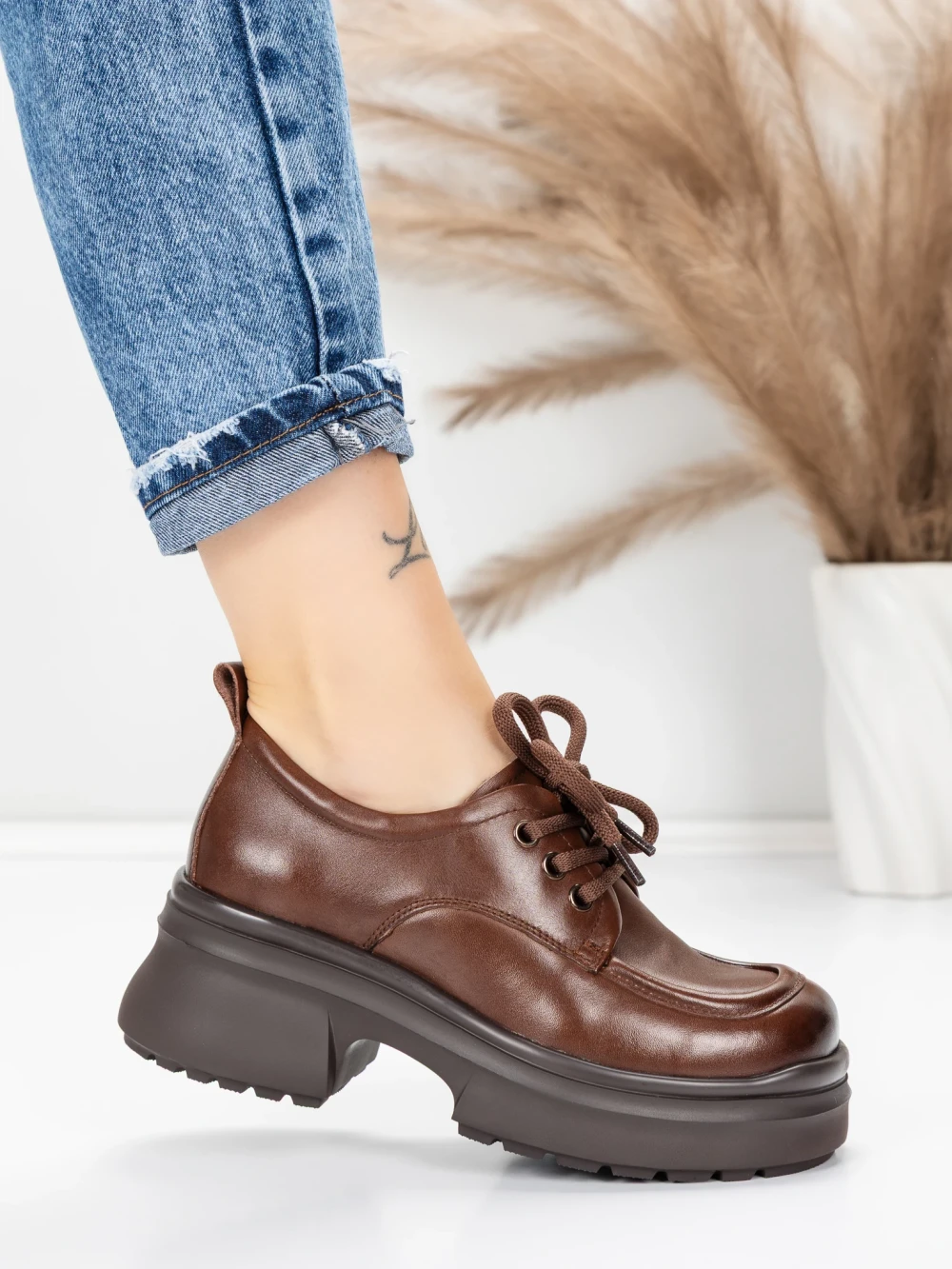 Pantofi Casual Dama din piele naturala 10829 Maro | Formazione