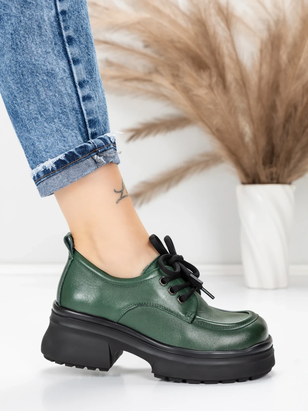 Pantofi Casual Dama din piele naturala 10829 Verde | Formazione