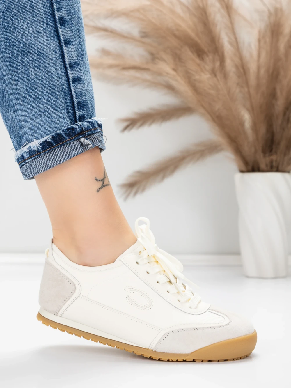 Pantofi Sport Dama din piele naturala KM0820 Crem | Advancer