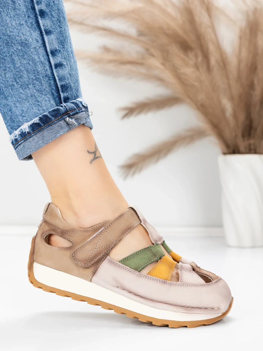 Meimall.ro Pantofi Sport Dama din piele naturala KM9207 Kaki | Advancer