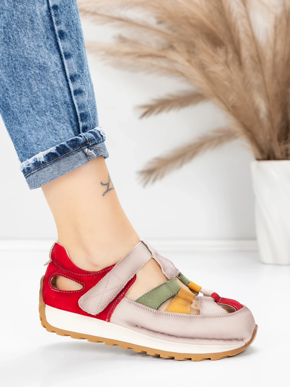 Pantofi Sport Dama din piele naturala KM9207 Rosu | Advancer