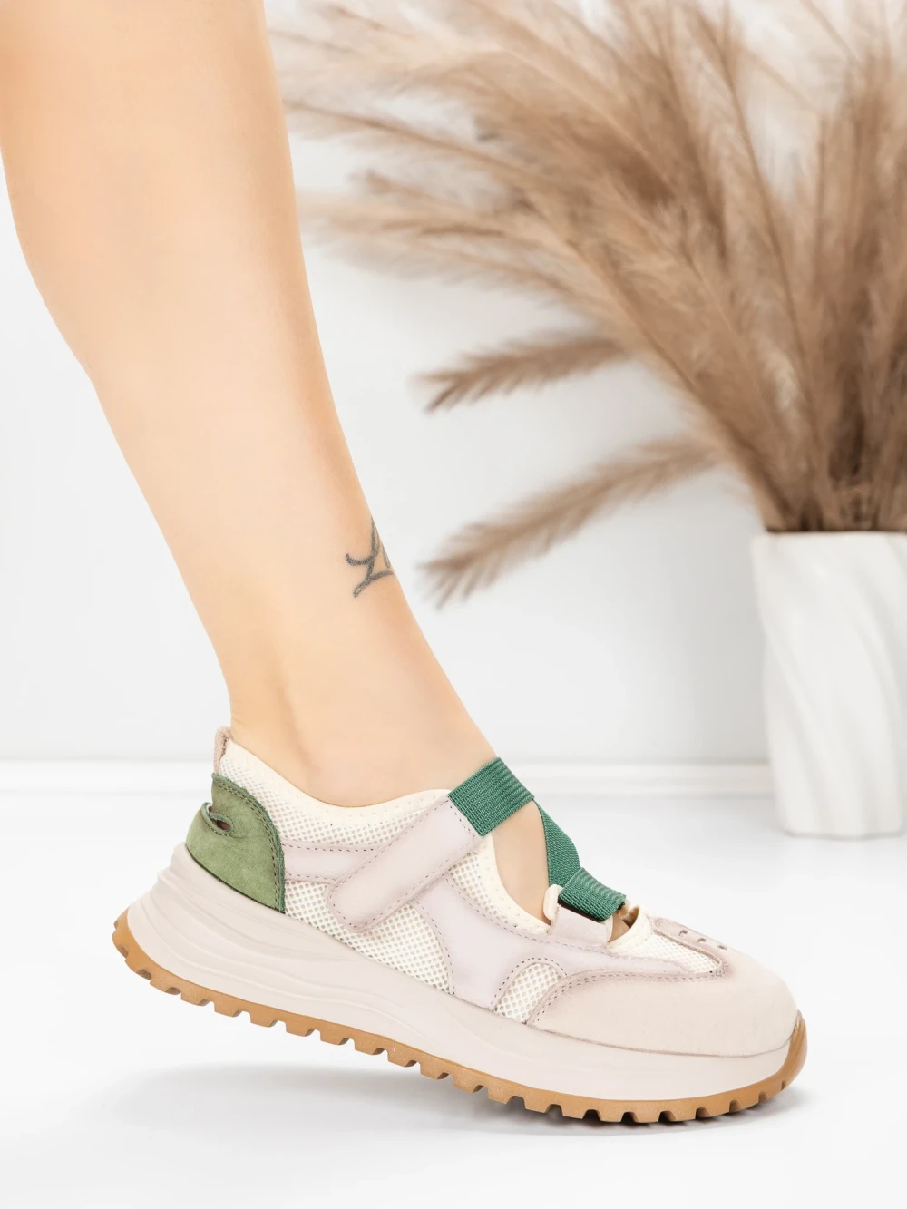 Meimall.ro Pantofi Sport Dama din piele naturala KM3906 Verde | Advancer