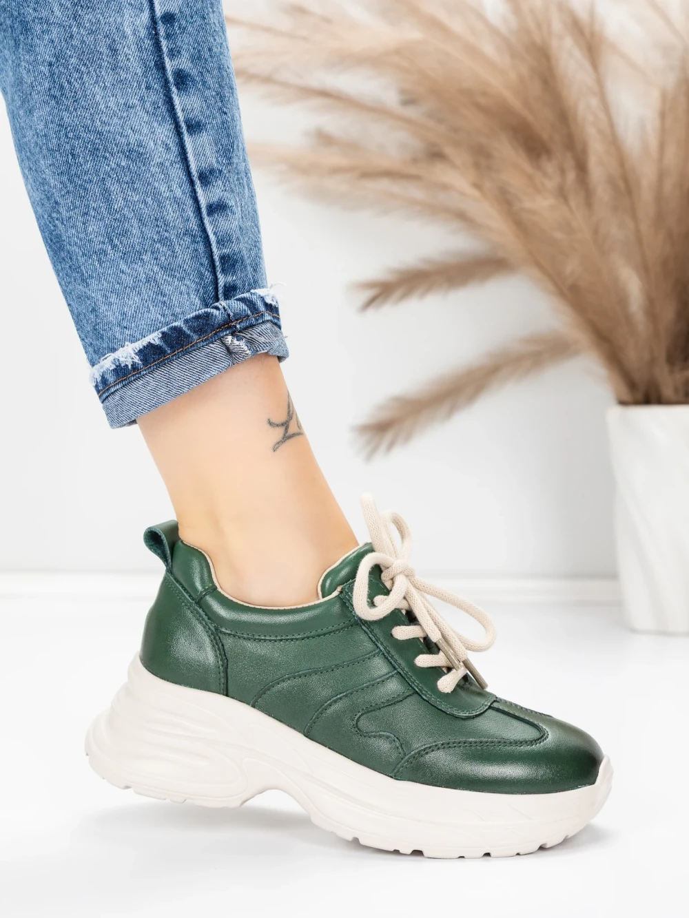 Meimall.ro Pantofi Sport Dama din piele naturala 10785 Verde | Franco Gerardo