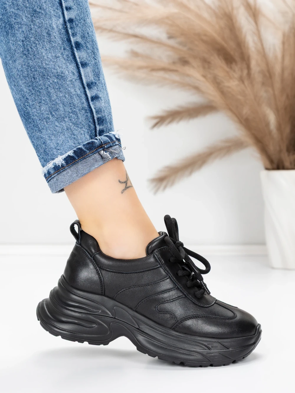 Meimall.ro Pantofi Sport Dama din piele naturala 10785 Negru | Franco Gerardo