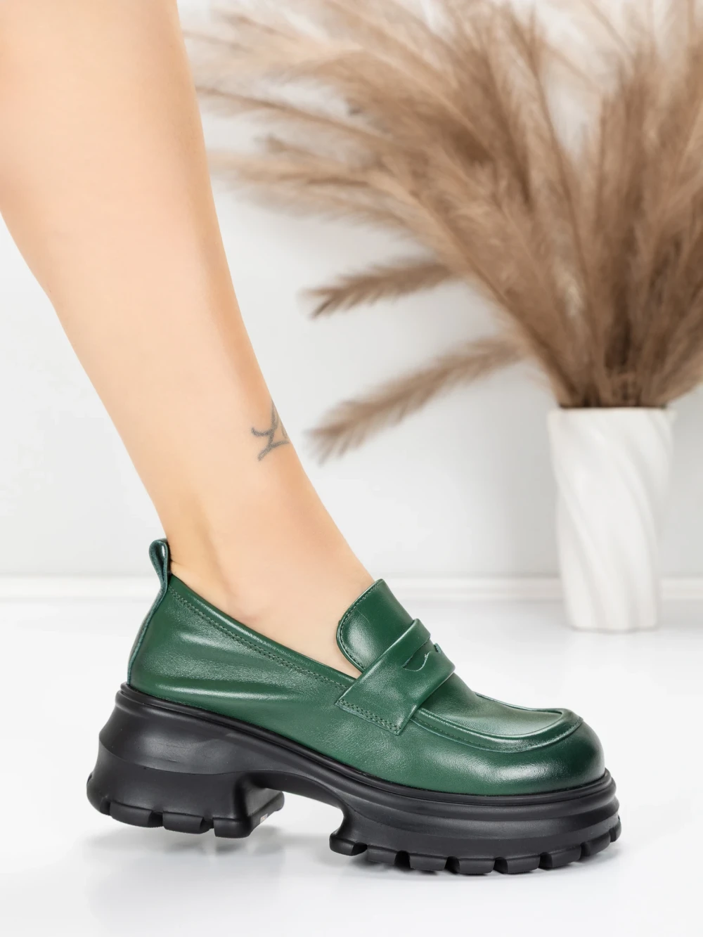 Meimall.ro Pantofi Casual Dama din piele naturala 8307 Verde | Advancer