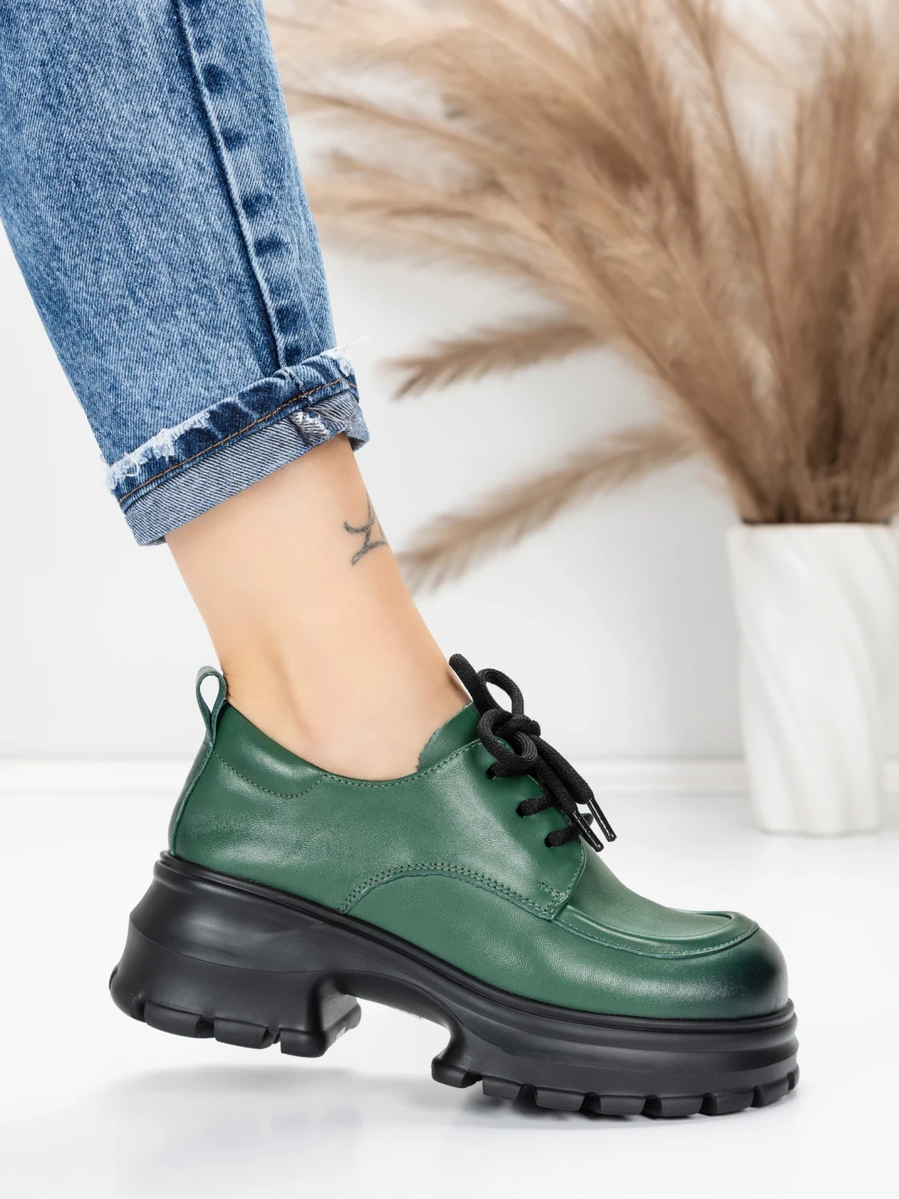 Meimall.ro Pantofi Casual Dama din piele naturala 8305 Verde | Advancer