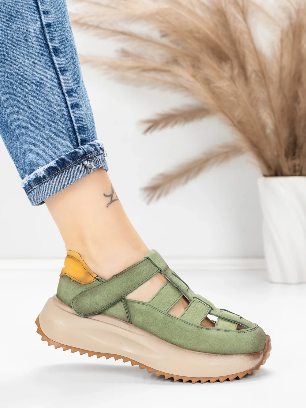 Meimall.ro Pantofi Sport Dama din piele naturala KM8882 Verde | Advancer