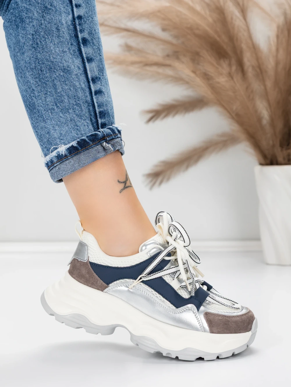 Meimall.ro Pantofi Sport Dama din piele naturala 5A617 Albastru | Advancer