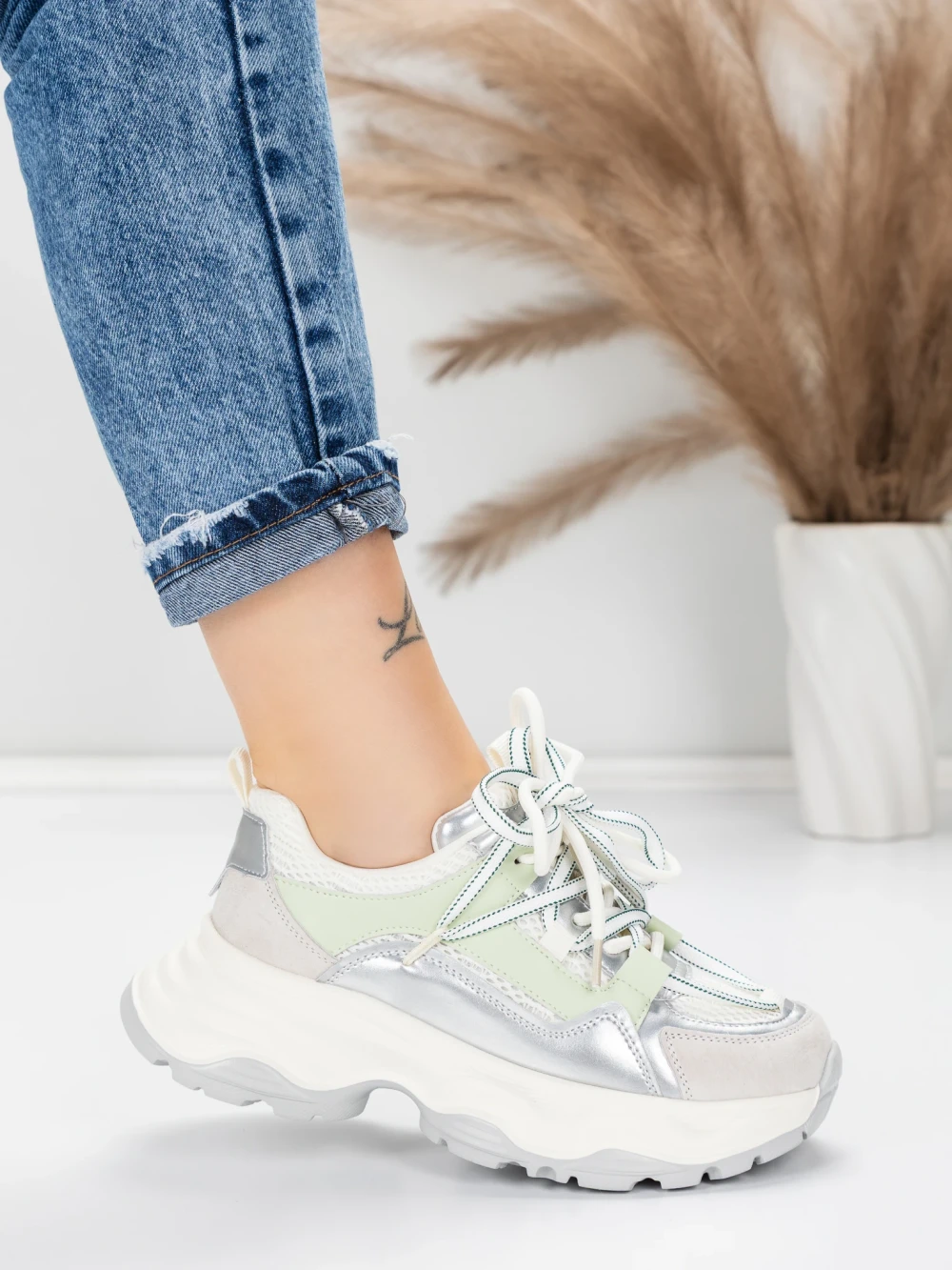 Meimall.ro Pantofi Sport Dama din piele naturala 5A617 Verde | Advancer