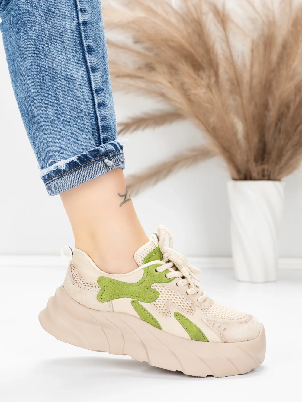 Meimall.ro Pantofi Sport Dama din piele naturala 8255 Verde | Advancer