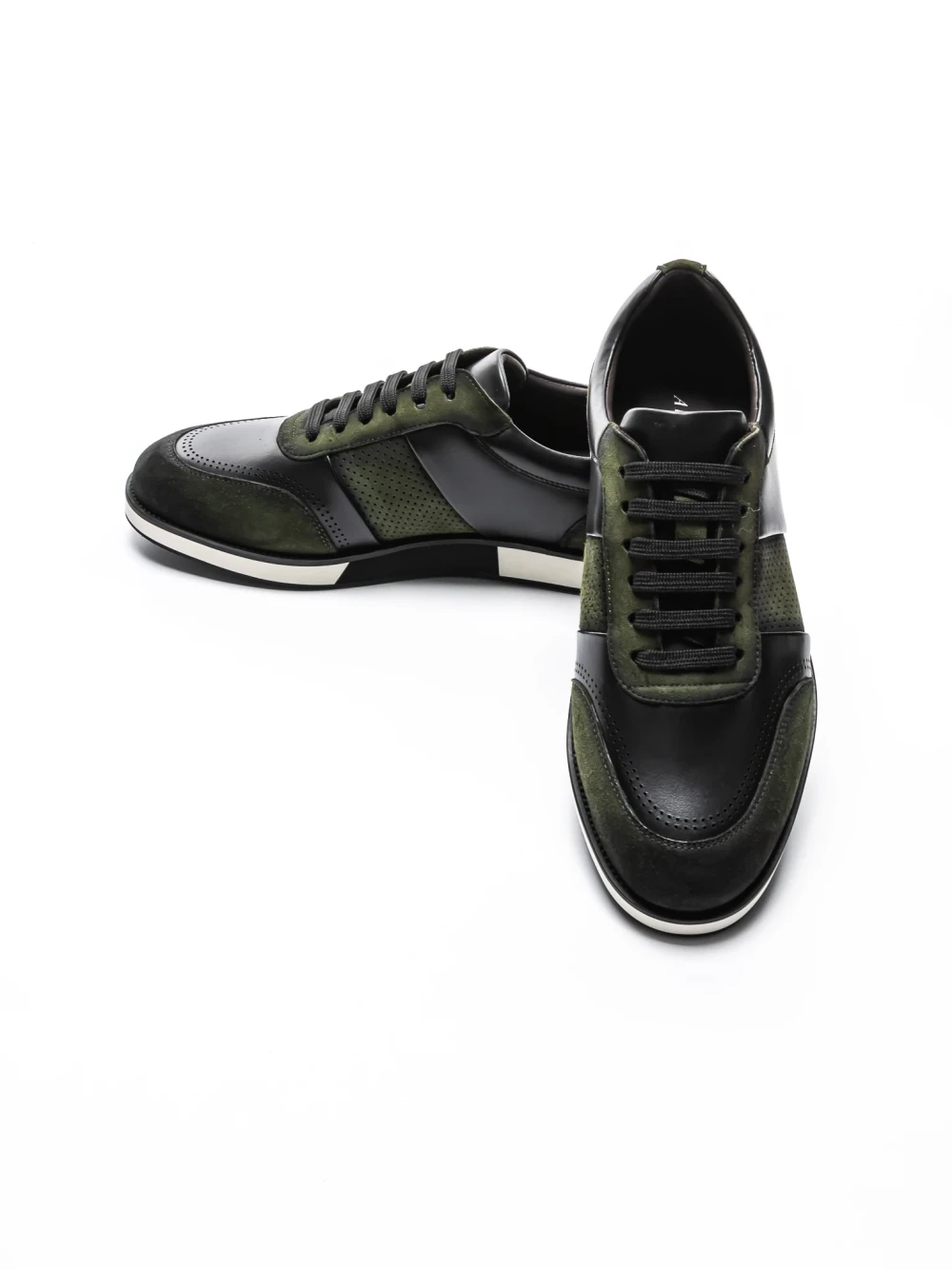 Meimall.ro Pantofi Casual Barbati din piele naturala 528-77 Verde-Negru | Advancer