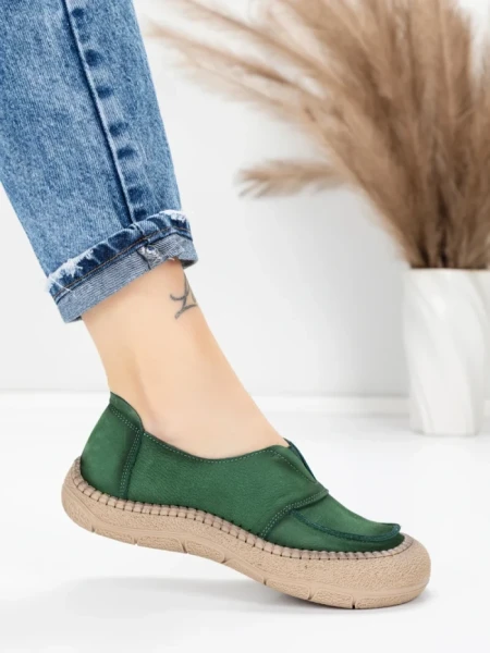 Pantofi Casual Dama din piele naturala KM5165 GREEN | ADVANCER