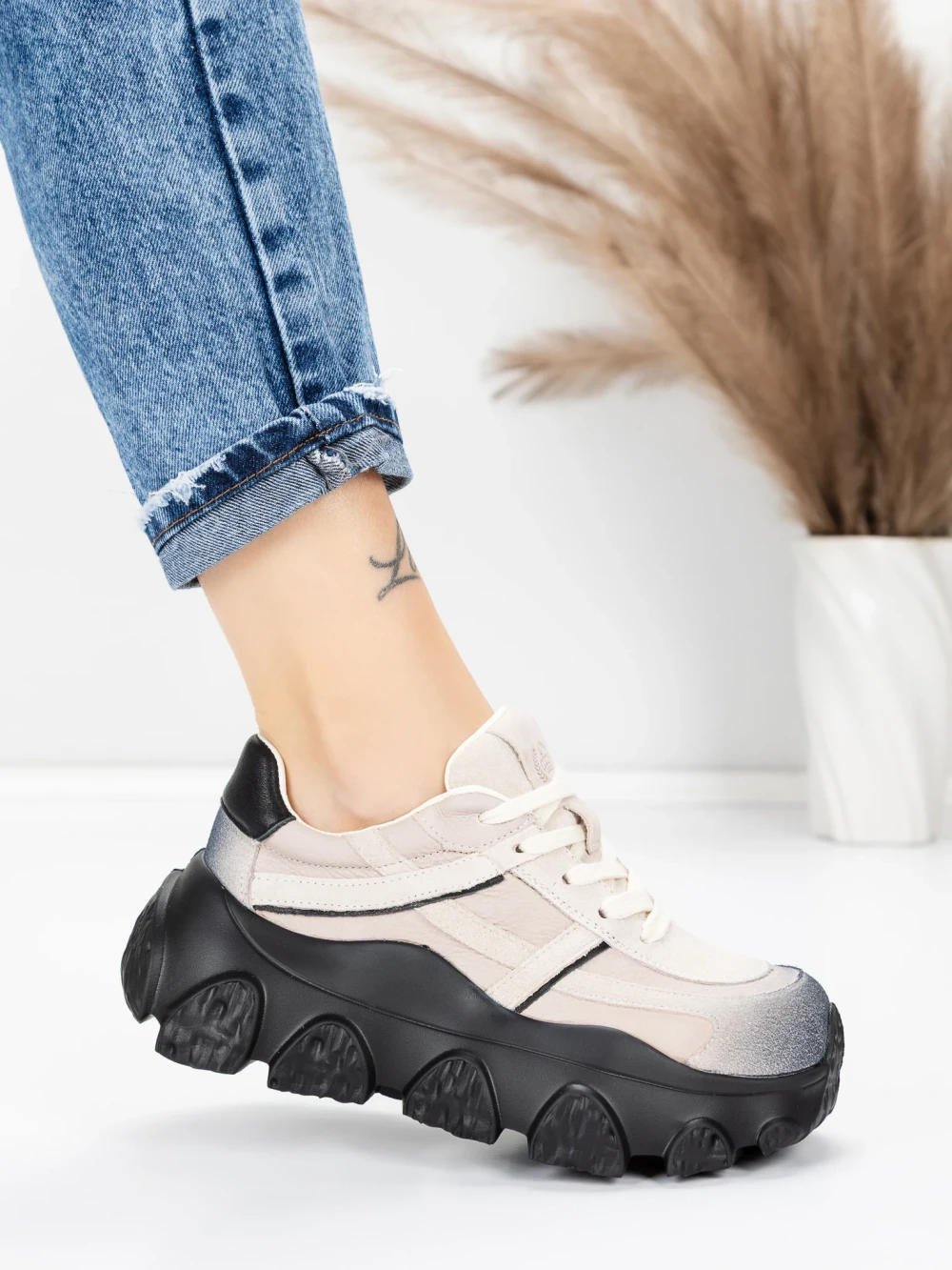 Pantofi Sport Dama din piele naturala 9805 Gri | Franco Gerardo