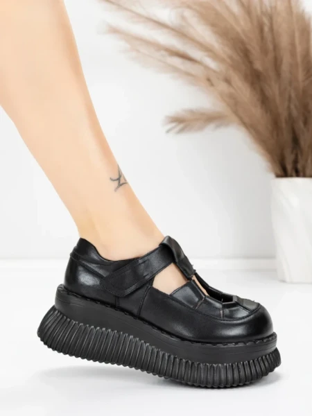 Pantofi Casual Dama din piele naturala 58588 BLACK | ADVANCER