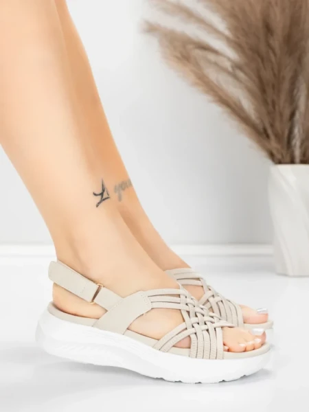 Sandale Dama cu Platforma 5GS67 Bej | Mei » MeiMall.Ro