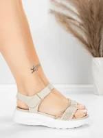Sandale Dama cu Platforma 5GS68 Bej | Mei » MeiMall.Ro