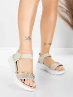 Sandale Dama cu Platforma 5GS68 Bej | Mei » MeiMall.Ro