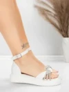 Sandale Dama cu Talpa Joasa 5H81 Alb | Mei