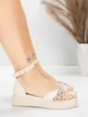 Sandale Dama cu Talpa Joasa 5H81 Bej | Mei