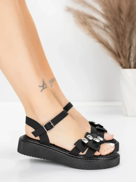 Sandale Dama cu Talpa Joasa 5H82 Negru | Mei » MeiMall.Ro