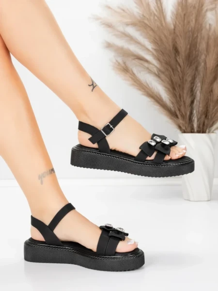 Sandale Dama cu Talpa Joasa 5H82 Negru | Mei » MeiMall.Ro