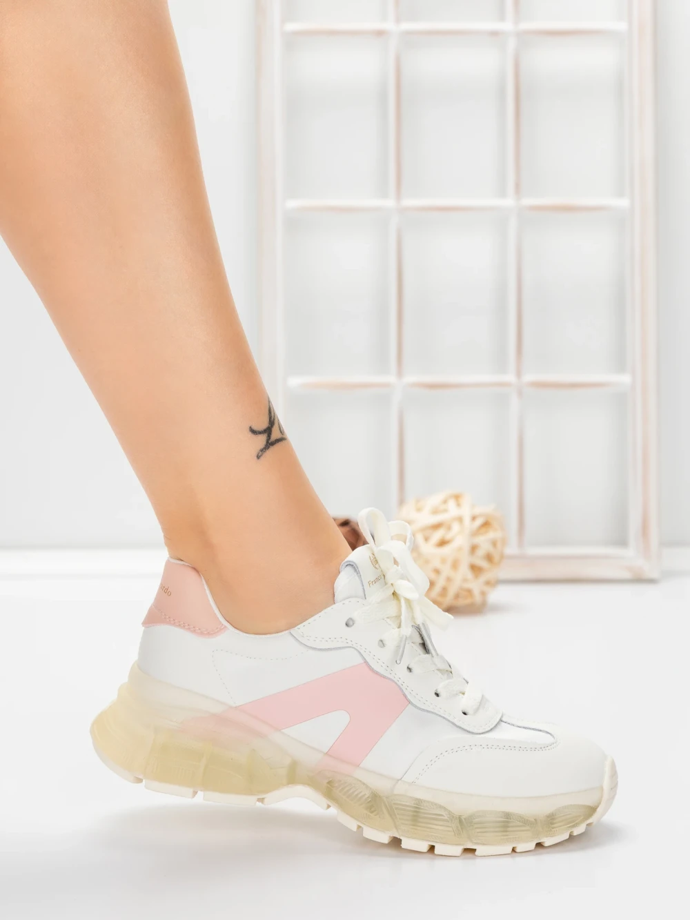 Pantofi Sport Dama din piele naturala 2382-3 Roz | Franco Gerardo