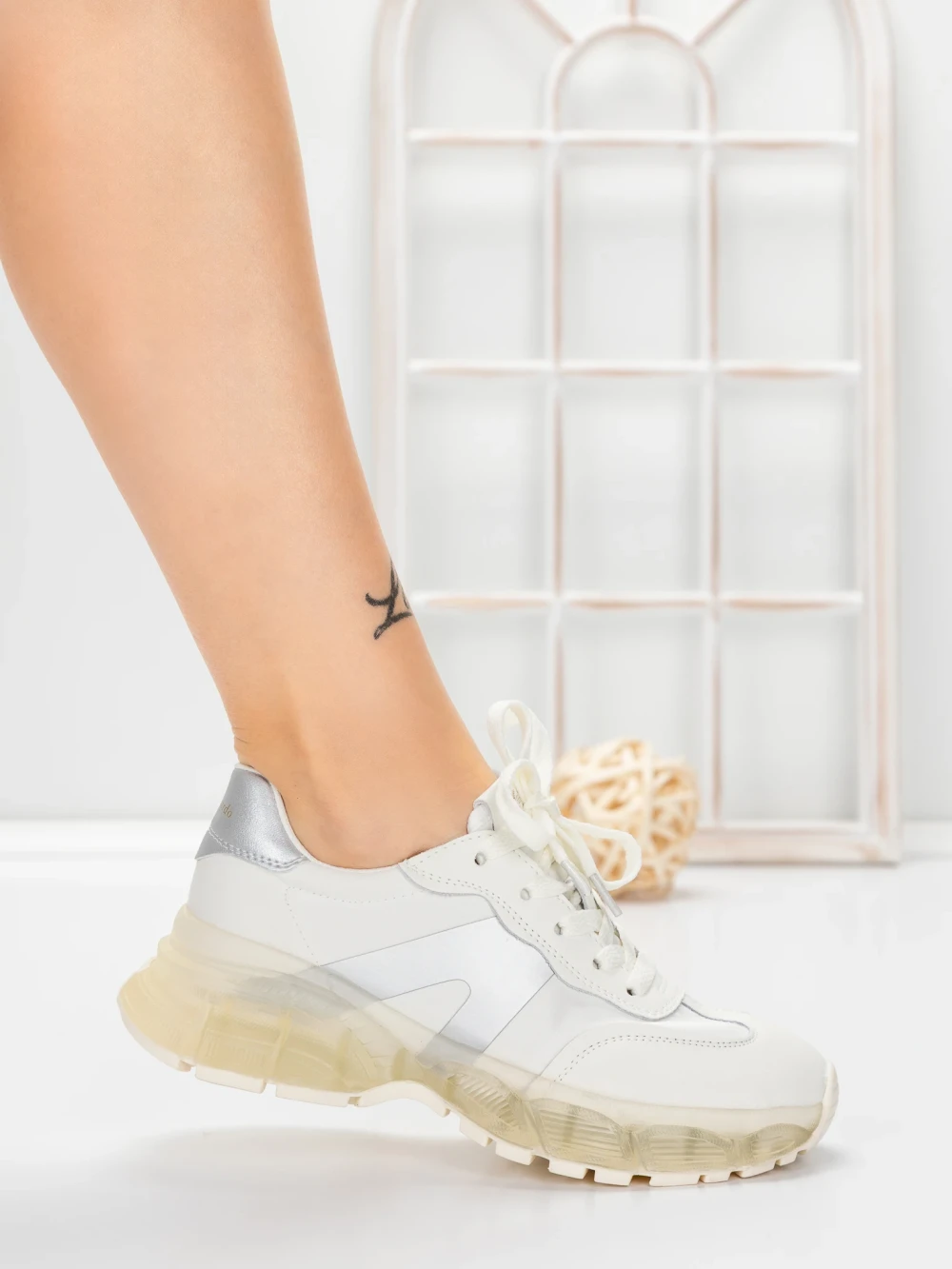 Pantofi Sport Dama din piele naturala 2382-3 Argintiu | Franco Gerardo