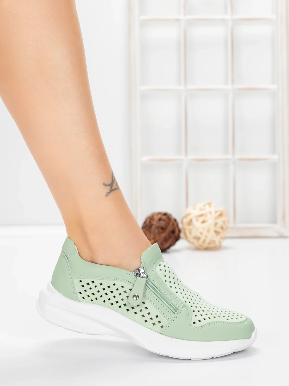 Pantofi Casual Dama din piele naturala CS07 Verde | Franco Gerardo