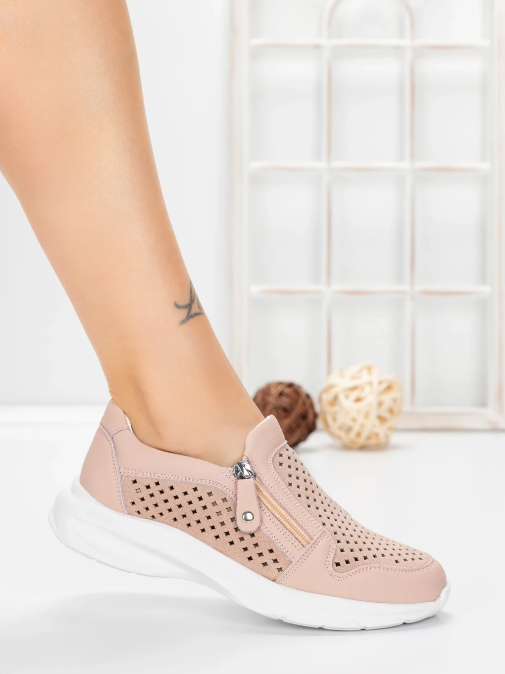 Pantofi Casual Dama din piele naturala CS07 Roz | Franco Gerardo