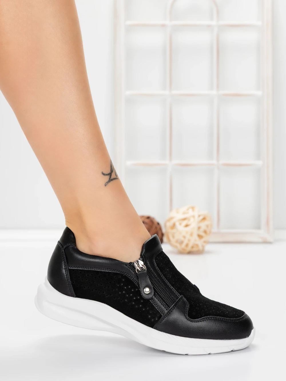 Pantofi Casual Dama din piele naturala CS07 Negru | Franco Gerardo