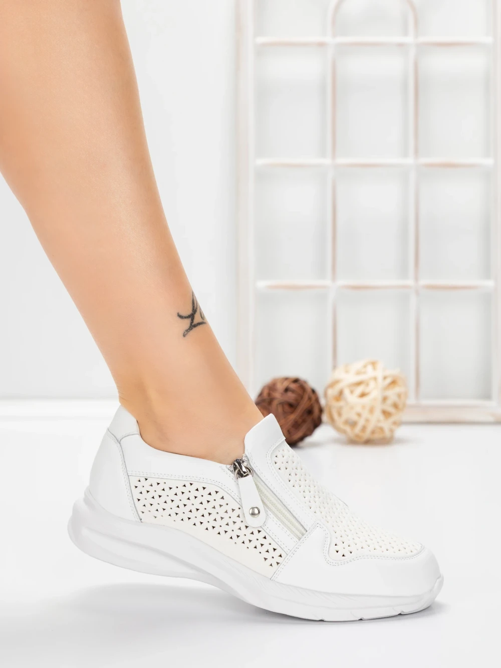 Pantofi Casual Dama din piele naturala CS07 Alb | Franco Gerardo