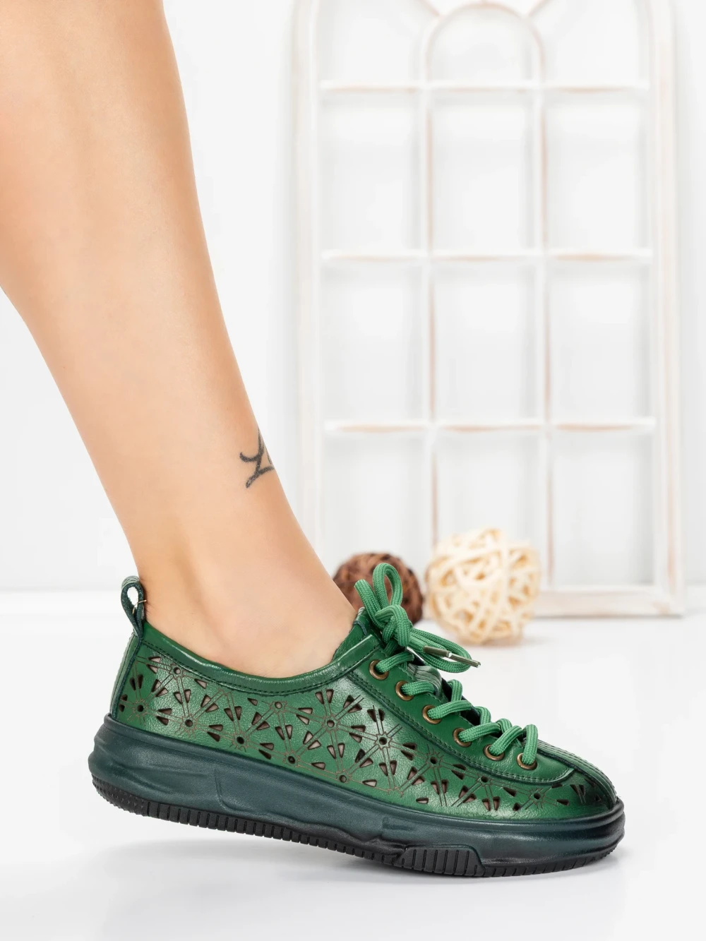 Pantofi Casual Dama din piele naturala 98088 Verde | Formazione