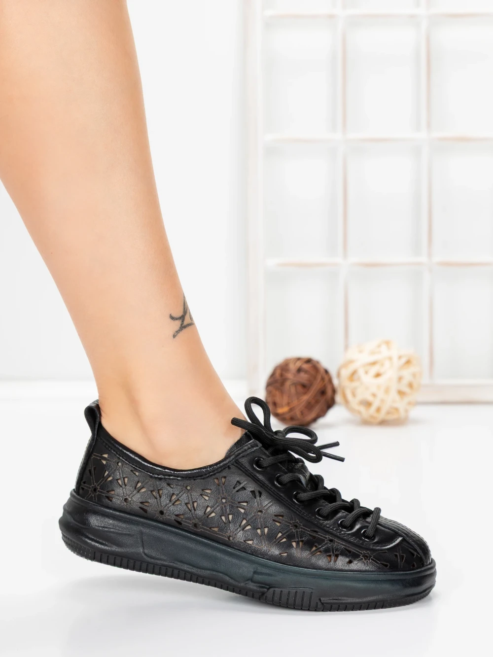 Pantofi Casual Dama din piele naturala 98088 Negru | Formazione