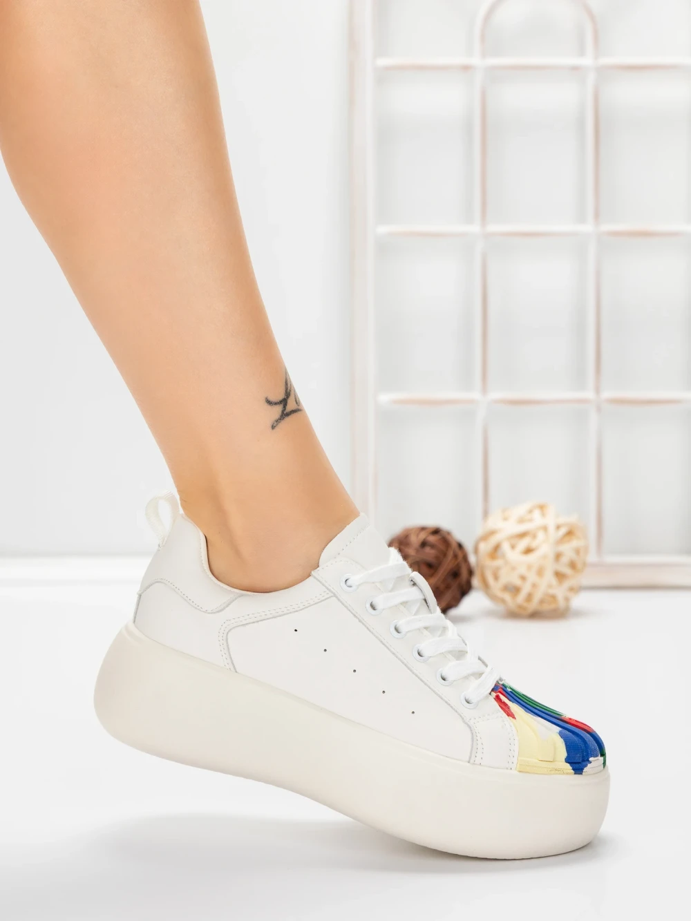 Pantofi Casual Dama din piele naturala 88135 Alb | Franco Gerardo