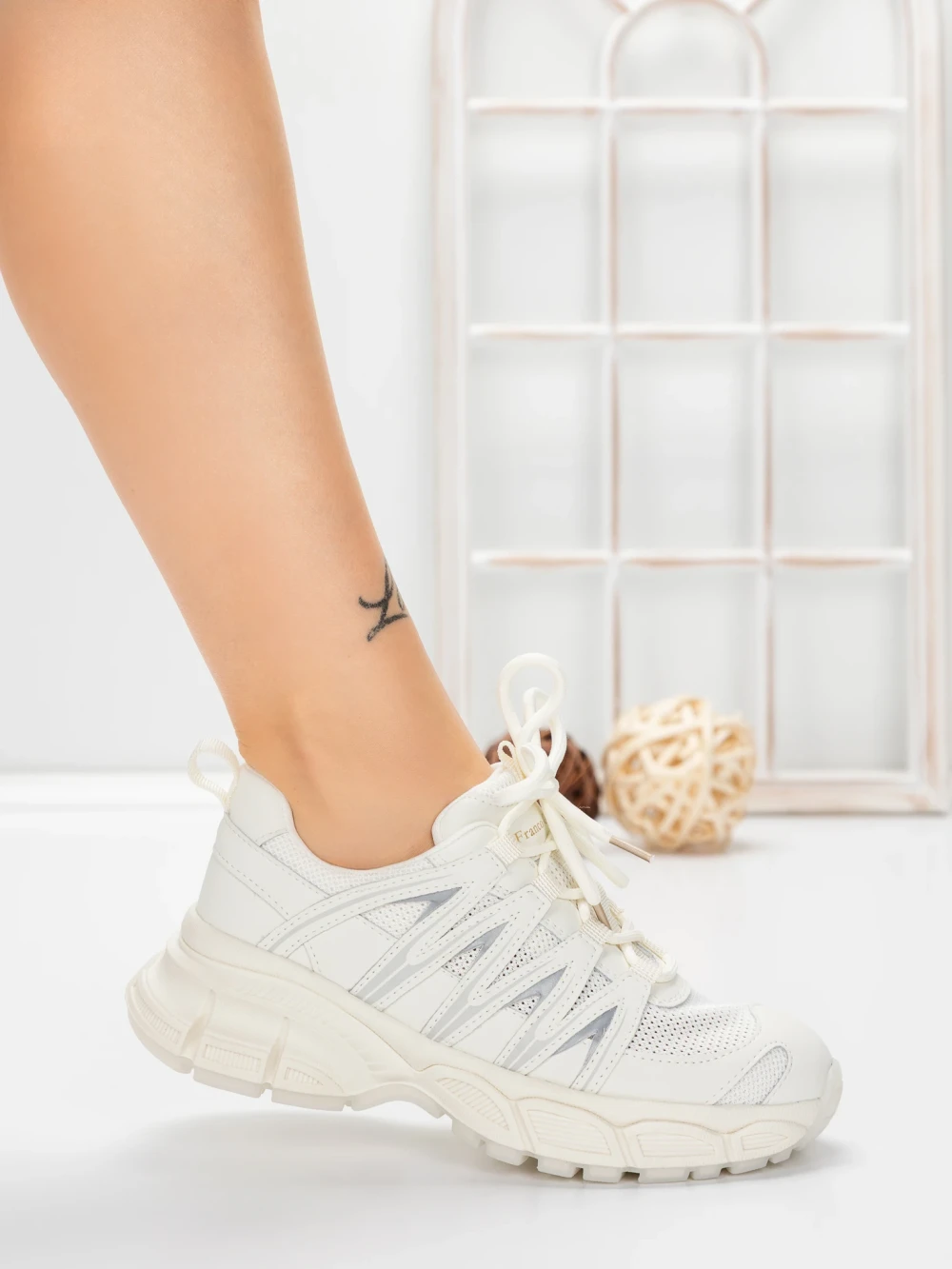 Pantofi Sport Dama din piele naturala 2382-1 Alb | Franco Gerardo